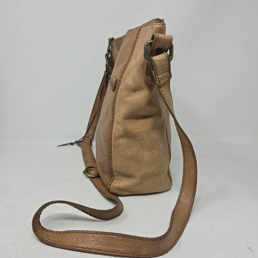 THE SAK Women's Ashland Leather Crossbody Bag Purse Tobacco Floral Emboss Boho‎